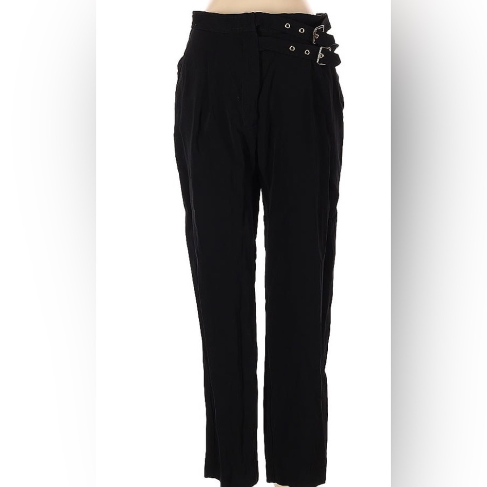 SANDRO Double Buckle Black Pants